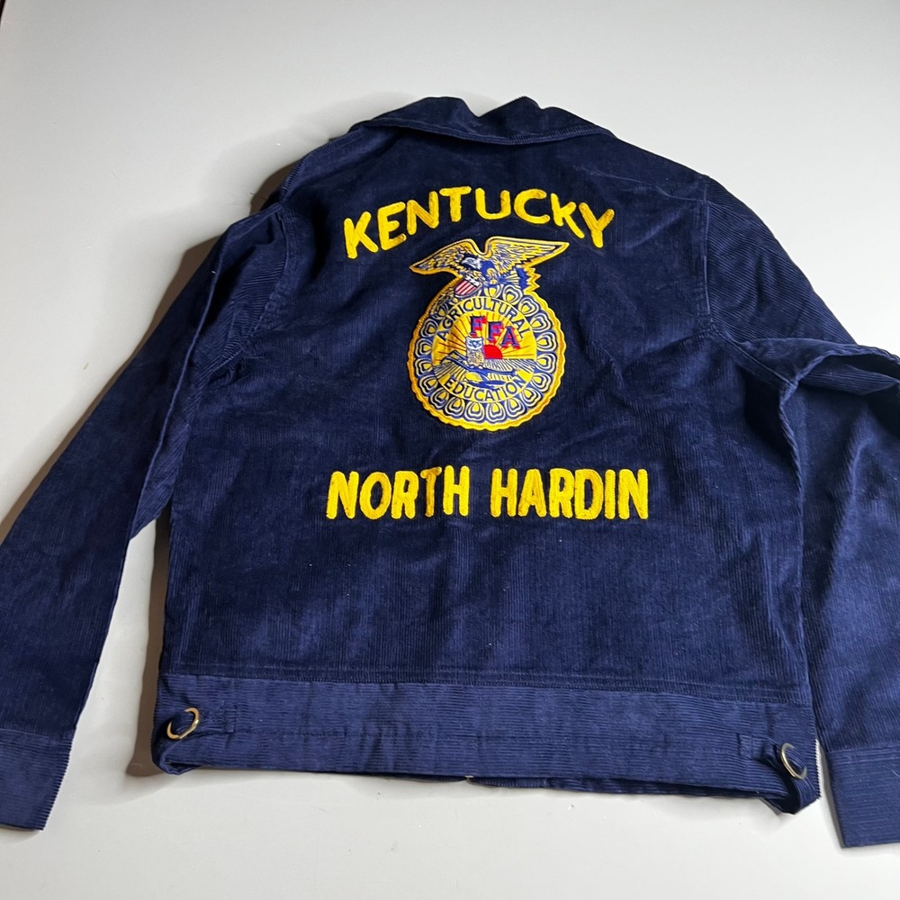 Vintage FFA Kentucky North Hardin Corduroy Jacket Navy Blue Size 100-38 Cotton